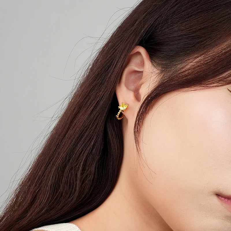 S'STEEL Sterling Silver Zircon Hoop Earrings For Women