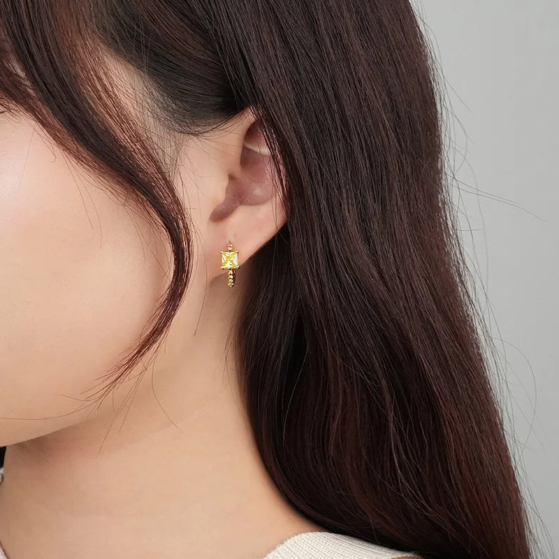 S'STEEL Sterling Silver Zircon Hoop Earrings For Women