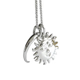 925 Sterling Silver Sun Or Moon Pendant Sweater Chain Necklace