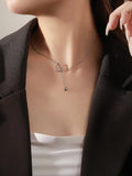 S'STEEL Geometric Pendant Necklace 925 Silver Women's Minimalist Jewelry