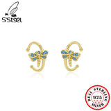 925 Silver Turquoise Dragonfly Earrings Zircon Earcuff Clip On Earings
