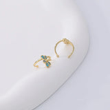 925 Silver Turquoise Dragonfly Earrings Zircon Earcuff Clip On Earings