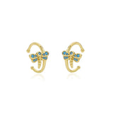 925 Silver Turquoise Dragonfly Earrings Zircon Earcuff Clip On Earings