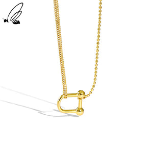 925 Sterling Silver U-shaped Necklace Round Bead Chain Choker