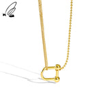 925 Sterling Silver U-shaped Necklace Round Bead Chain Choker