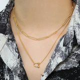 925 Sterling Silver U-shaped Necklace Round Bead Chain Choker