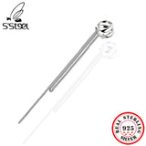 S'STEEL Zircon Clip On Earrings 925 Sterling Silver Chain Earings