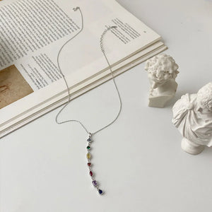 925 Sterling Silver Zircon Tassel Necklace for Women