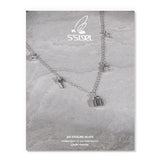 Sterling Silver Zircon Lock Shape Pendant Necklace for Women