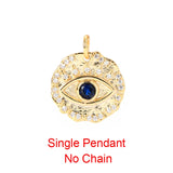 S'STEEL Zircon Round Pendant 925 Sterling Silver Devil's Eye Necklace