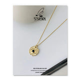 S'STEEL Zircon Round Pendant 925 Sterling Silver Devil's Eye Necklace