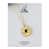 S'STEEL Zircon Round Pendant 925 Sterling Silver Devil's Eye Necklace