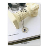 S'STEEL Zircon Round Pendant 925 Sterling Silver Devil's Eye Necklace