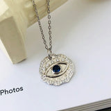 S'STEEL Zircon Round Pendant 925 Sterling Silver Devil's Eye Necklace