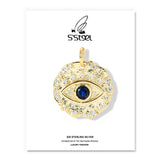 S'STEEL Zircon Round Pendant 925 Sterling Silver Devil's Eye Necklace