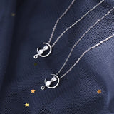 Sterling Silver Women's Cat Moon Necklace Holiday Gift