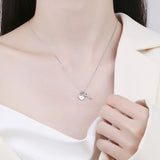 Sterling Silver Heart Key Pendant Necklace for Women