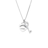 Sterling Silver Heart Key Pendant Necklace for Women