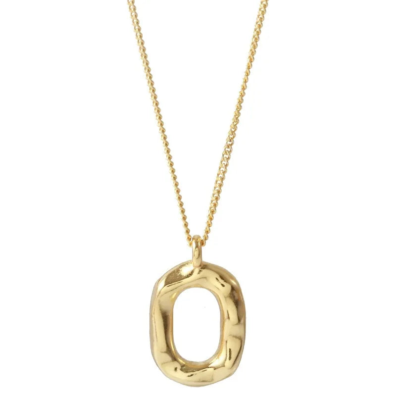 Sterling Silver Lovely Irregular Circle Pendant Necklace