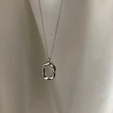 Sterling Silver Lovely Irregular Circle Pendant Necklace
