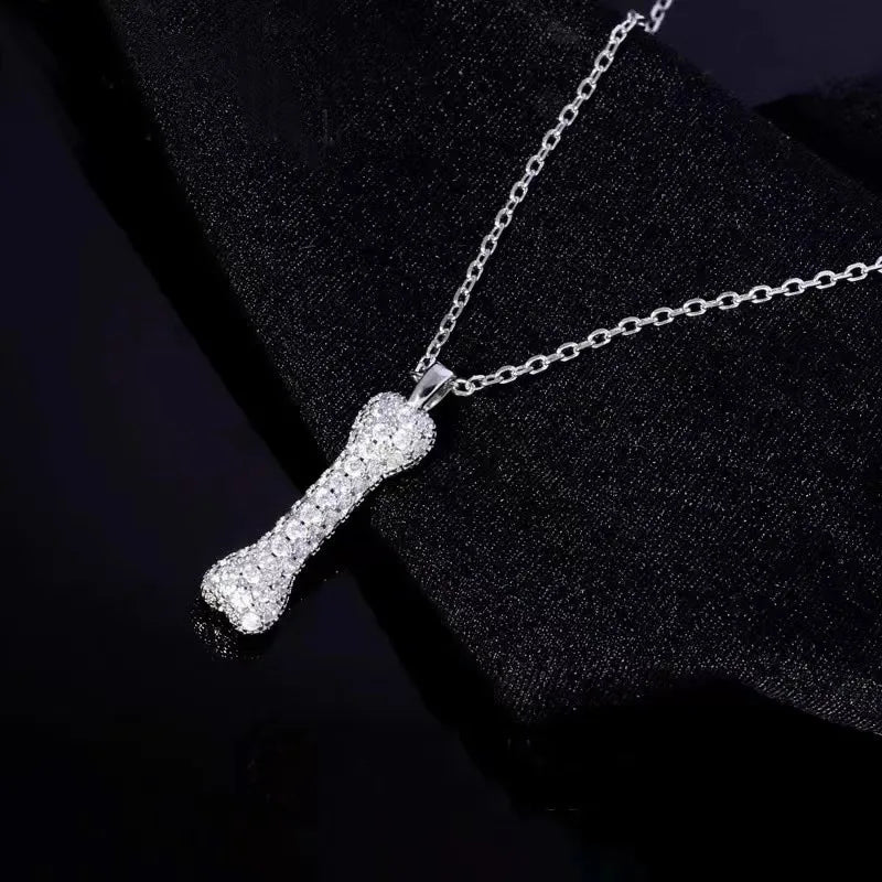 Sterling Silver Dog Bone Pendant Necklace for Women in Europe and America
