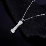 Sterling Silver Dog Bone Pendant Necklace for Women in Europe and America