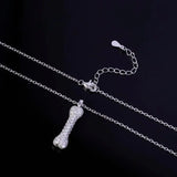 Sterling Silver Dog Bone Pendant Necklace for Women in Europe and America