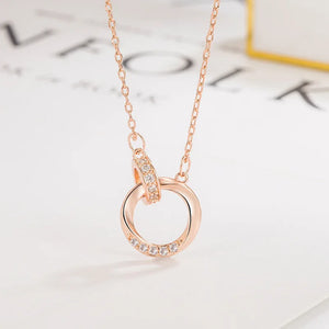 S Silver Necklace Double Ring Pendant European American Holiday Gift