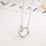 S Silver Necklace Double Ring Pendant European American Holiday Gift
