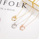 S Silver Necklace Double Ring Pendant European American Holiday Gift