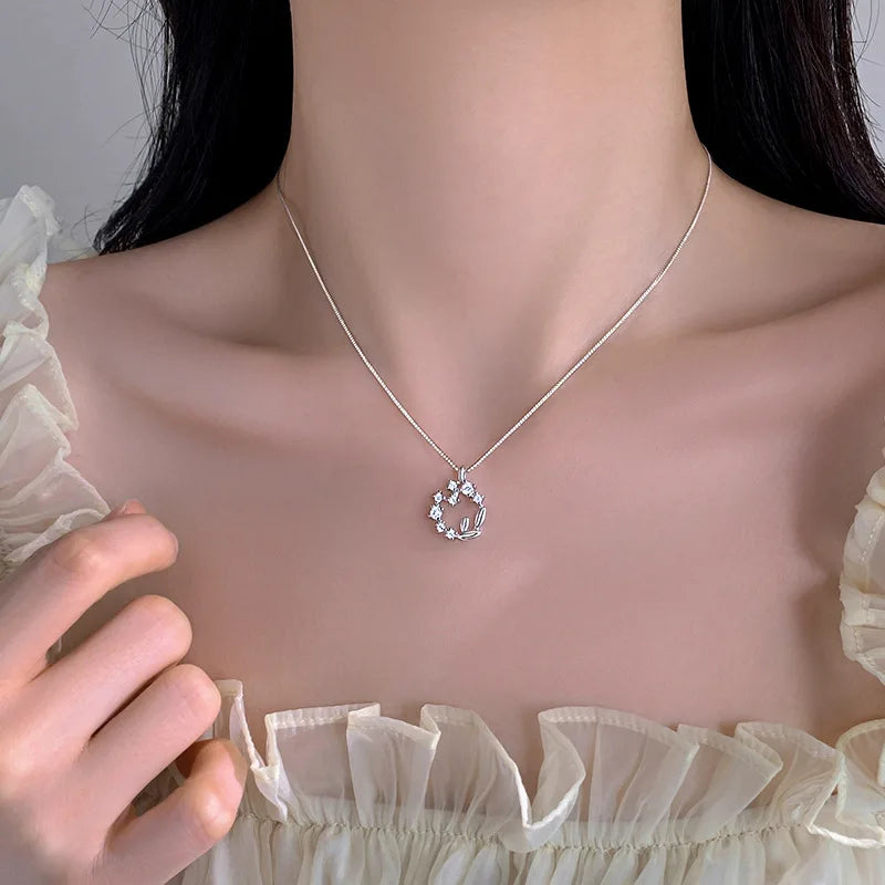 S Sterling Silver Women's Necklace Wheat Spike Leaf in Europe and America