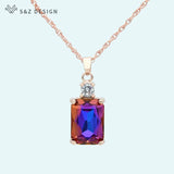 Square Crystal 585 Rose Pendant Necklace for Women Wedding Party Jewelry
