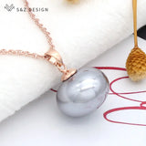 S&Z Classic Big Bread Pearl Pendant 585 Rose Necklace For Women