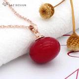 S&Z Classic Big Bread Pearl Pendant 585 Rose Necklace For Women