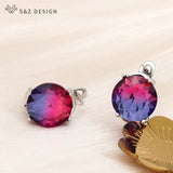 Rose Big Round Tourmaline Dangle Earrings Wedding Party Jewelry