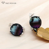 Rose Big Round Tourmaline Dangle Earrings Wedding Party Jewelry