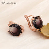 Rose Big Round Tourmaline Dangle Earrings Wedding Party Jewelry