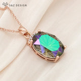 S&Z Rose Crystal Pendant Necklace Wedding Jewelry
