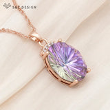 S&Z Rose Crystal Pendant Necklace Wedding Jewelry