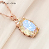 S&Z Rose Crystal Pendant Necklace Wedding Jewelry