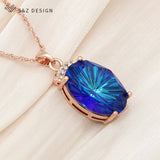 S&Z Rose Crystal Pendant Necklace Wedding Jewelry