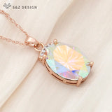 S&Z Rose Crystal Pendant Necklace Wedding Jewelry