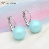 Colorful Pearl Drop Earrings For Women Girl Wedding Party Rose Eardrop