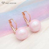 Colorful Pearl Drop Earrings For Women Girl Wedding Party Rose Eardrop