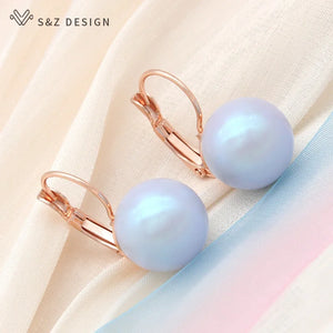 Colorful Pearl Drop Earrings For Women Girl Wedding Party Rose Eardrop