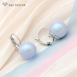 Colorful Pearl Drop Earrings For Women Girl Wedding Party Rose Eardrop
