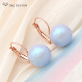 Colorful Pearl Drop Earrings For Women Girl Wedding Party Rose Eardrop