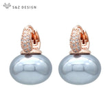 S&Z Big Pearl Dangle Earrings for Women Wedding Jewelry