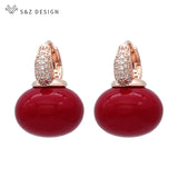 S&Z Big Pearl Dangle Earrings for Women Wedding Jewelry