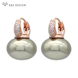 S&Z Big Pearl Dangle Earrings for Women Wedding Jewelry